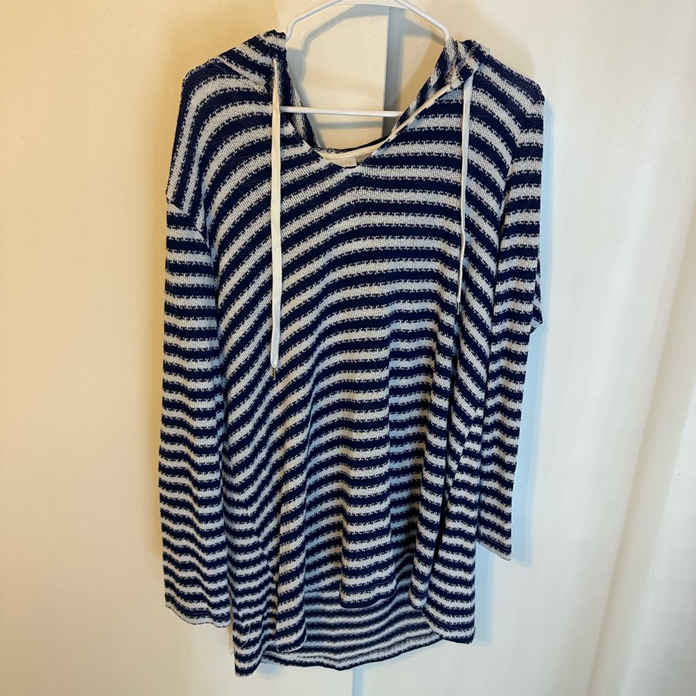La Blanca Navy and White Striped Sweater